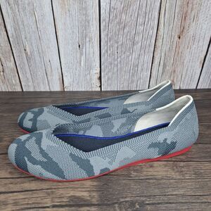 Rothy’s The Round Toe Retired Gray Camo Ballet Flats Women's Sz 7.5 Red Bottoms